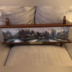 Thomas Kinkade Lamplight Memories 3 Plate Collection with Display Rack